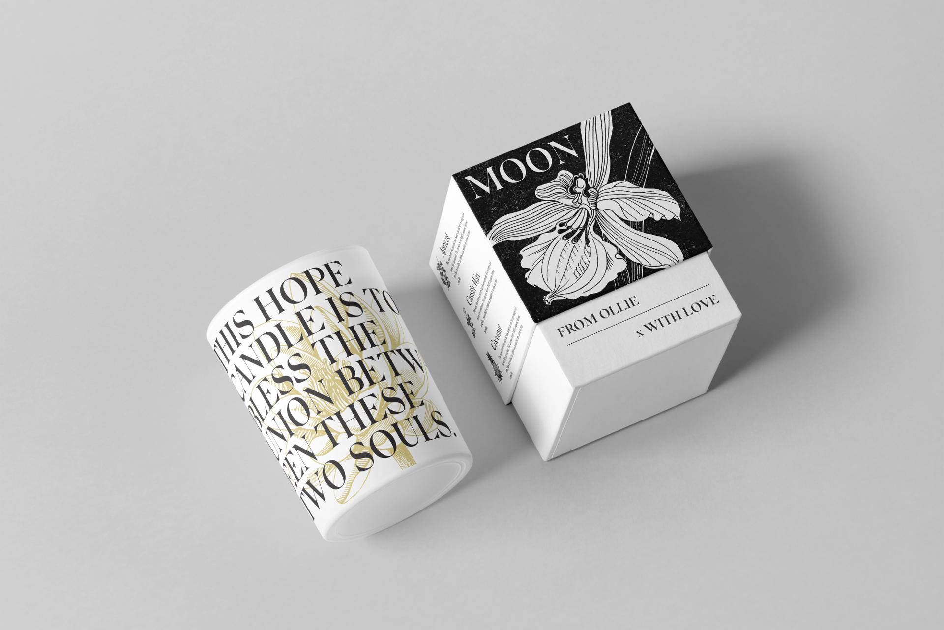 Final product — candle and box with brand applied