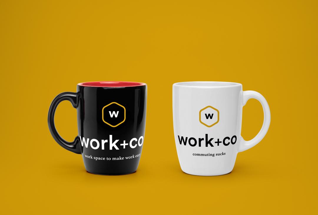 Brand applied — mugs mockup