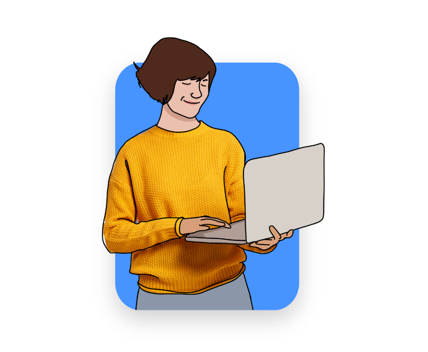 Custom Workio illustration — person with laptop