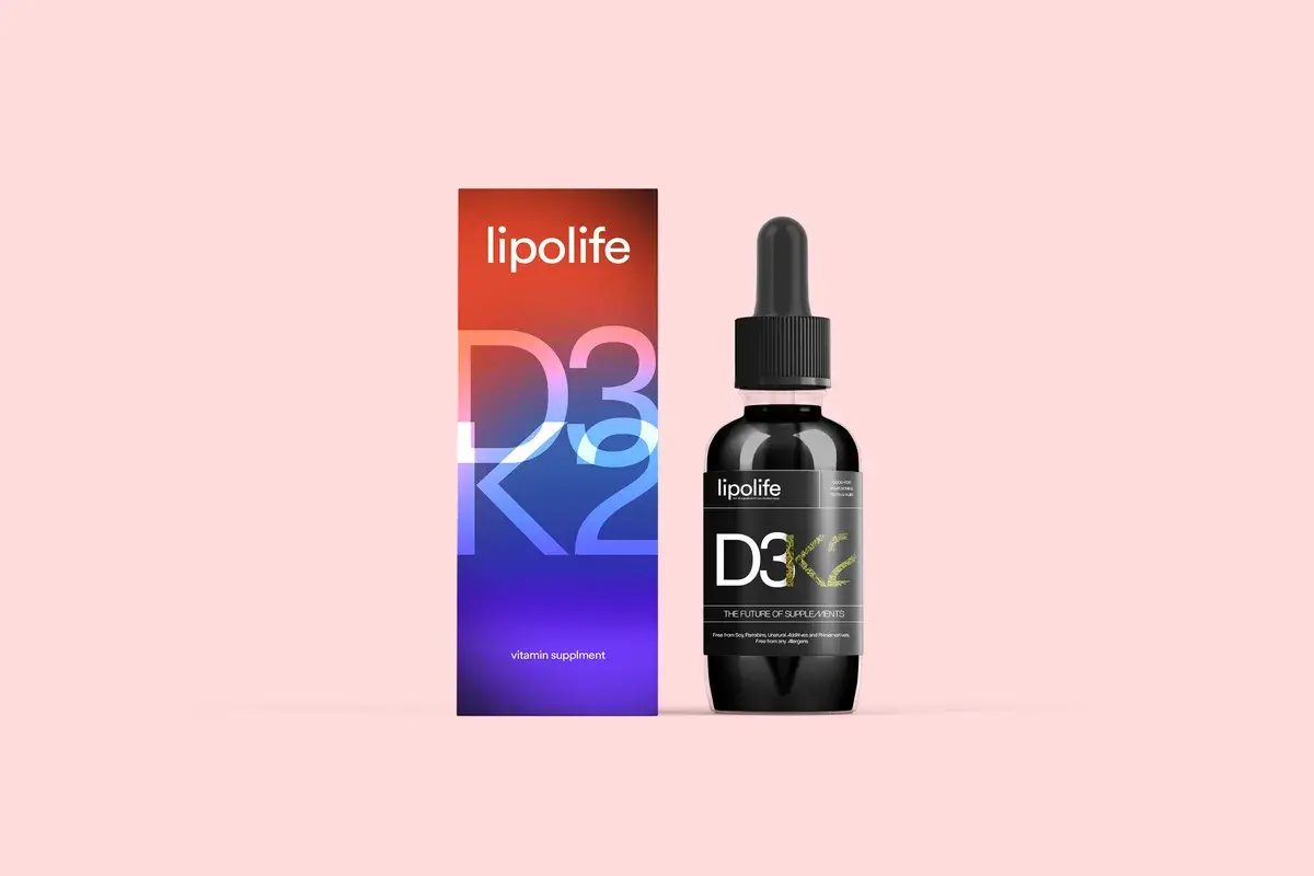 Lipolife D3 supplement label and bottle packaging mockup